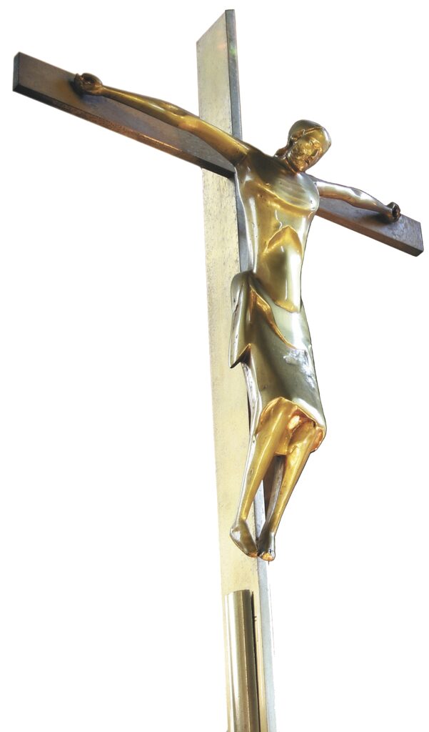 Lot De 2 Statues Crucifix Jésus Christ - Décoration Voiture Ou Maison - Or Et Bronze, 8,5 X 4,5 Cm - Collant Adhésif Inclus